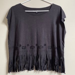 Suede festival top